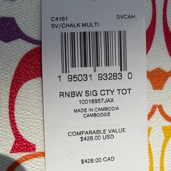 Coach City Tote In 🌈Rainbow Signature Canvas - Picture 10 of 10